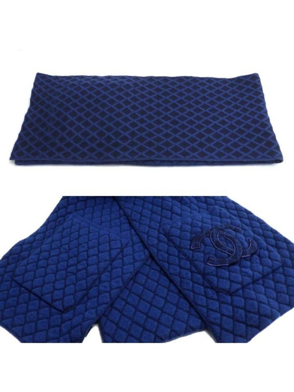 Chanel Large Quilted Scarf with Pocket Blue - Picture 3 of 4